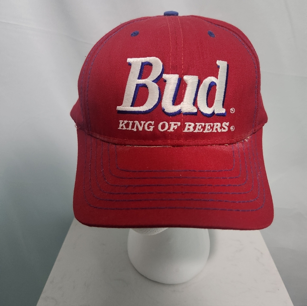 1995 Bud King of Beers Red & Green Ball Cap Hat. Official Product Anheuser-Busch